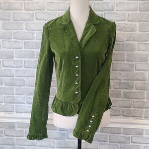 Vintage Y2K A Byer Green Velvet Jacket Blazer Romantic Fairycore Feminine Large
